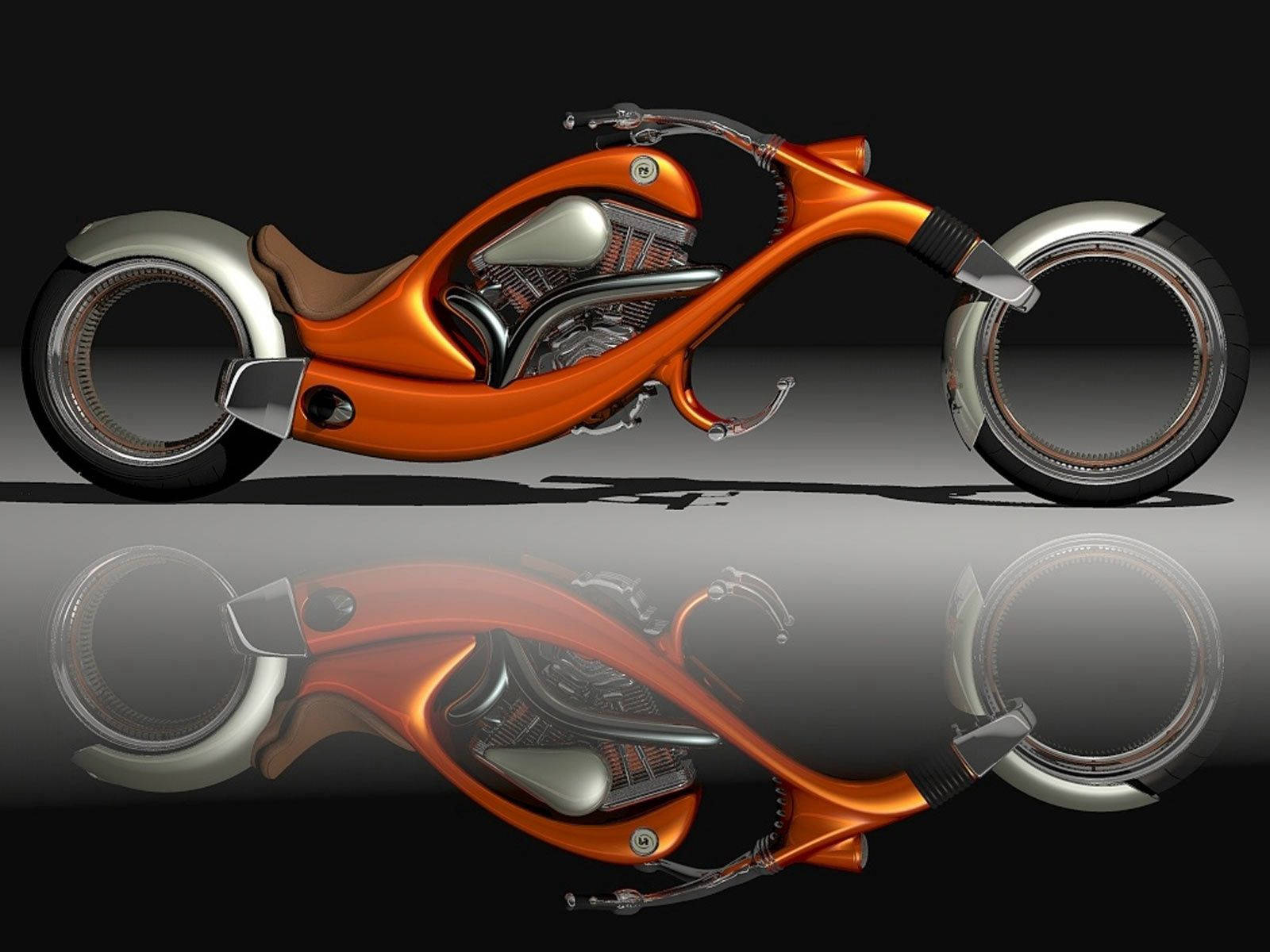 Futuristic Orange Motorcycle Wallpaper