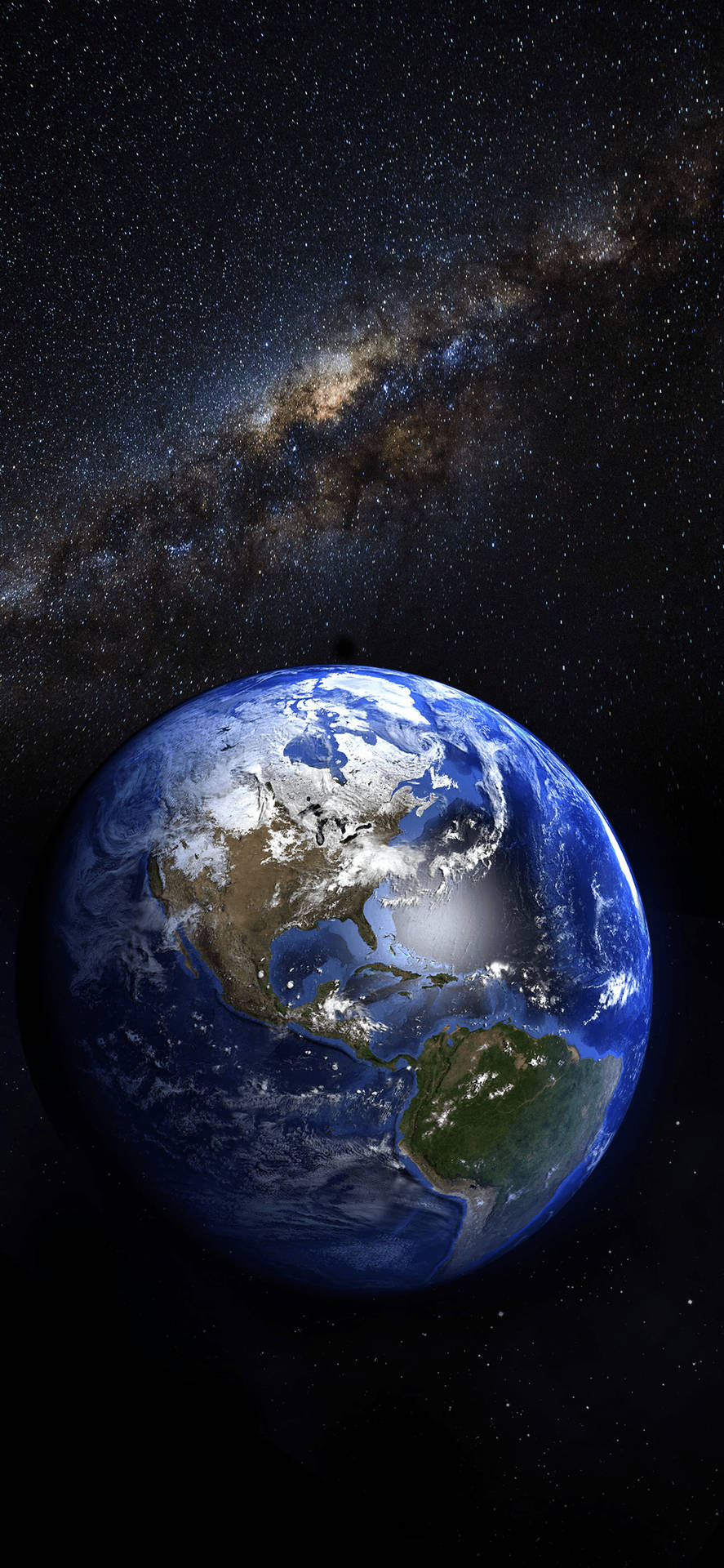 Galaxy Behind Earth Iphone 6 Wallpaper