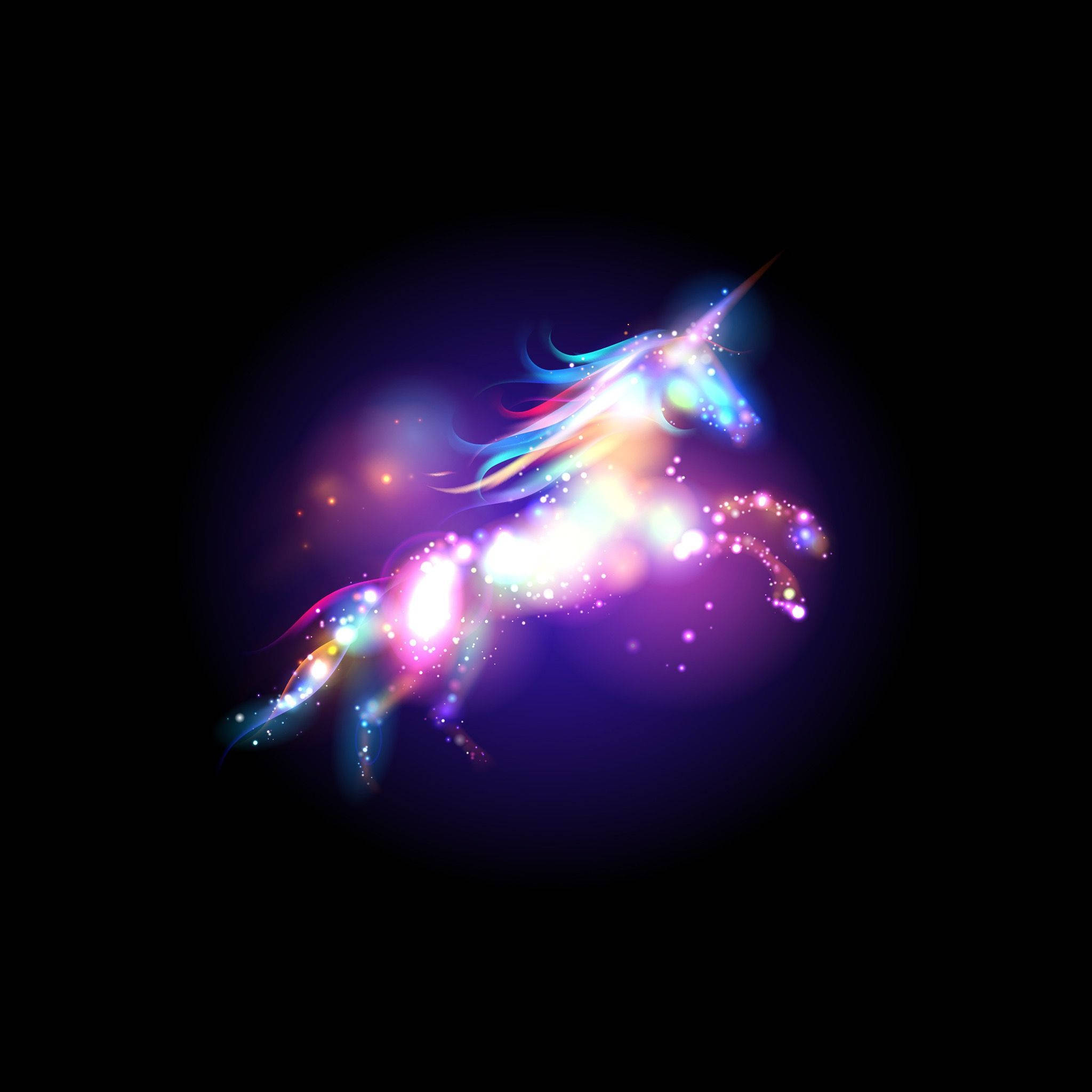 Galaxy Unicorn On Black Background Wallpaper