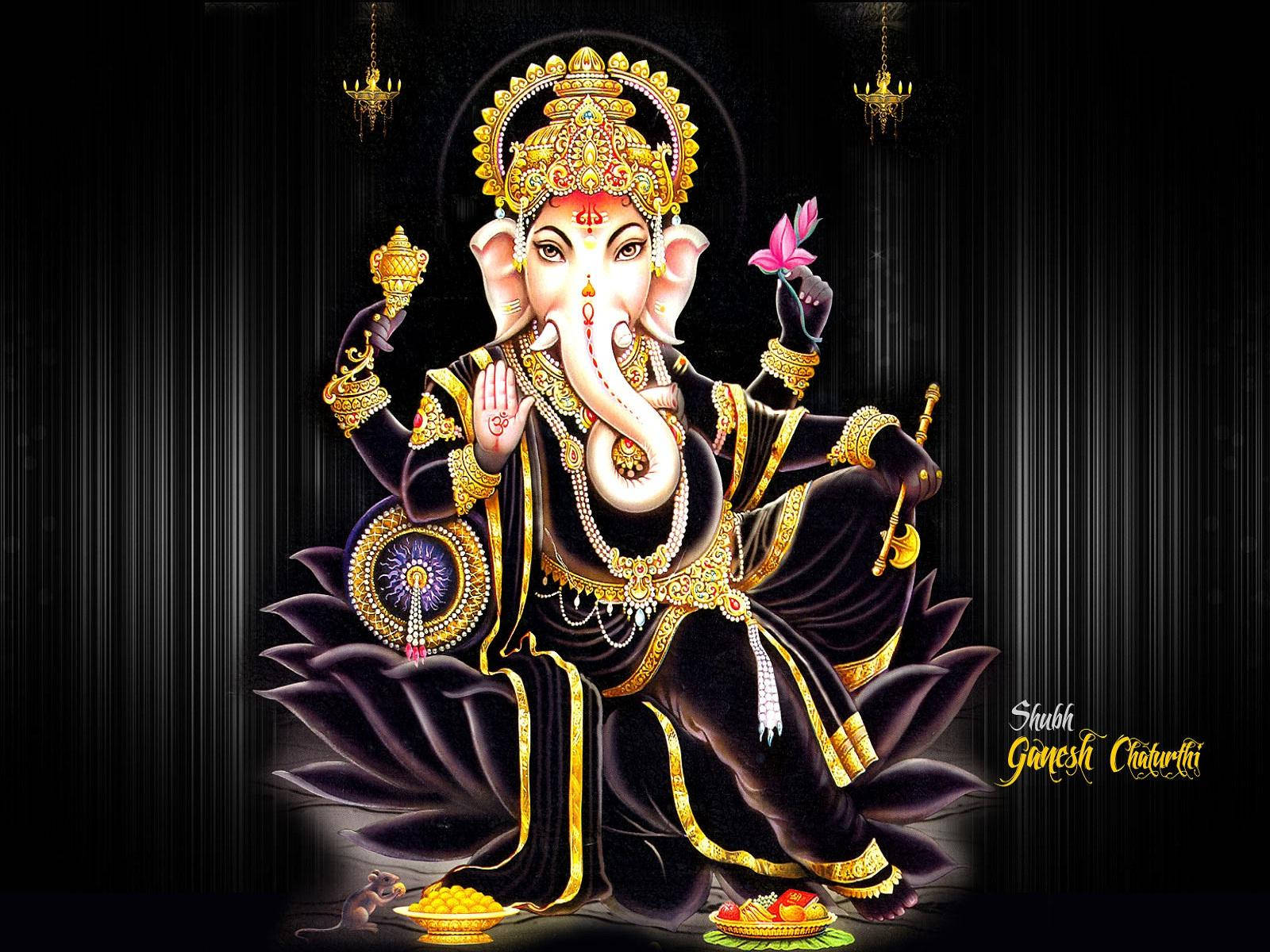 Ganesh 3d In Black Outfit Wallpaper