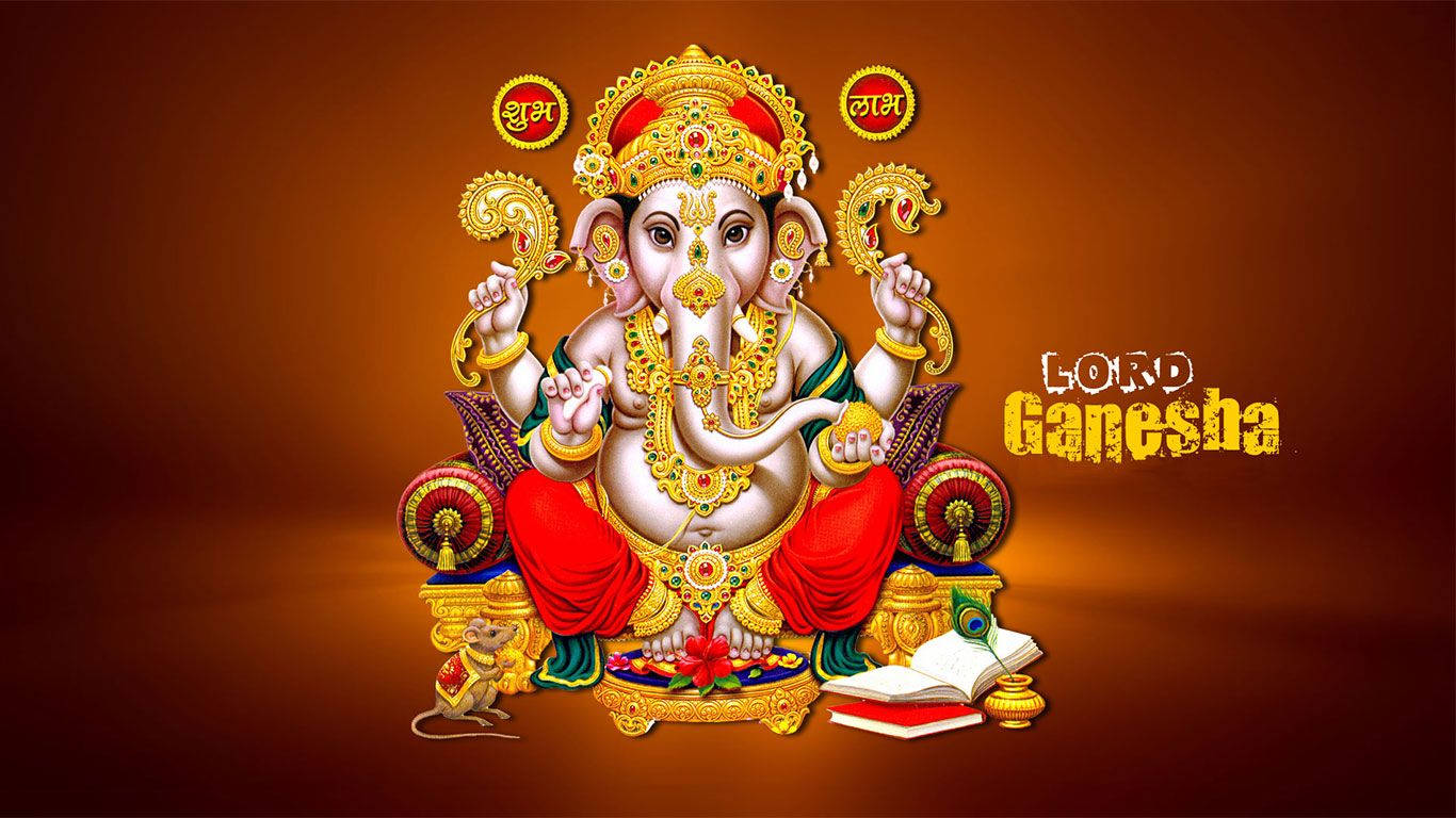 Ganesh 3d Seated On A Throne Wallpaper