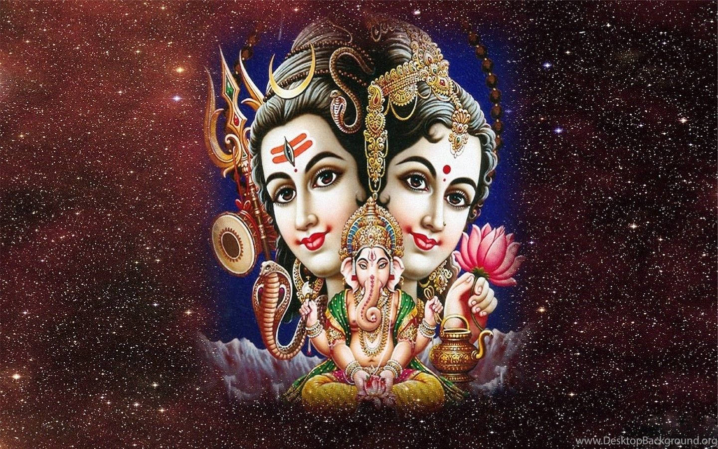 Ganesh 3d With Hindu Gods Wallpaper