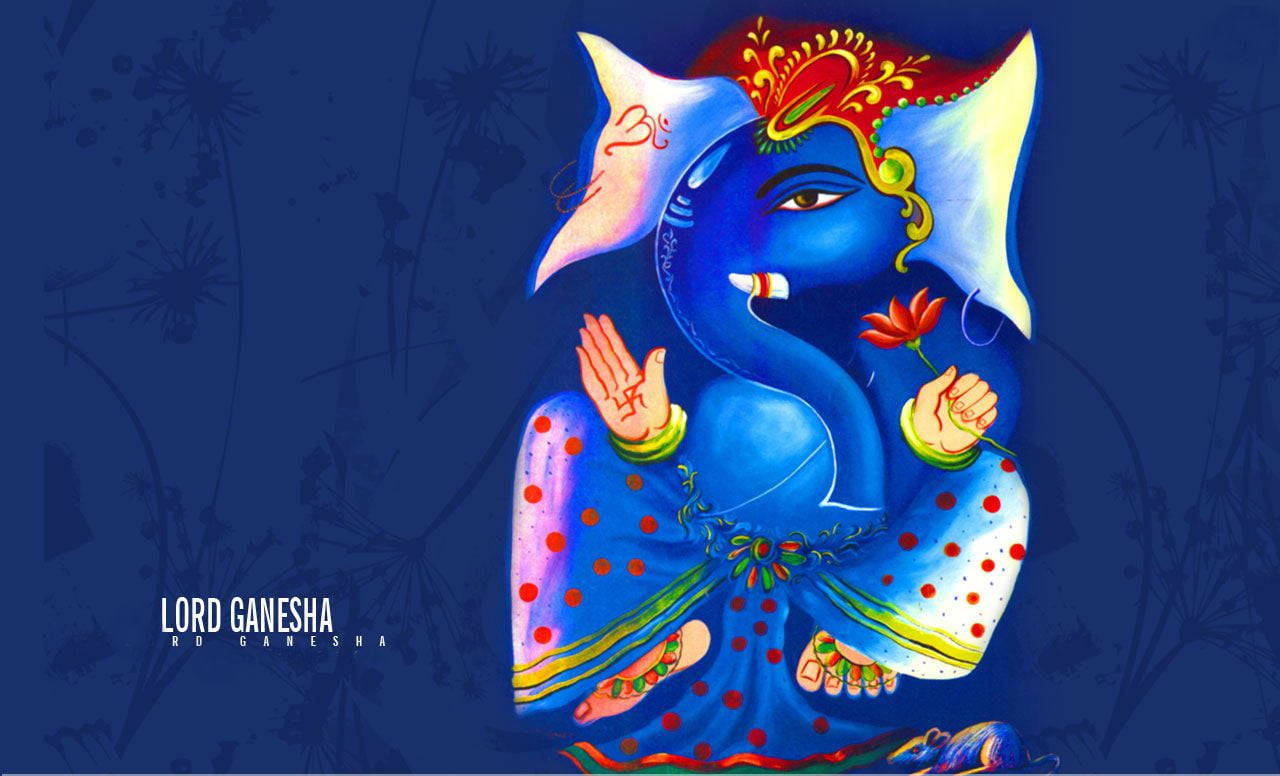 Ganesh Ji Hd Blue Digital Art Wallpaper