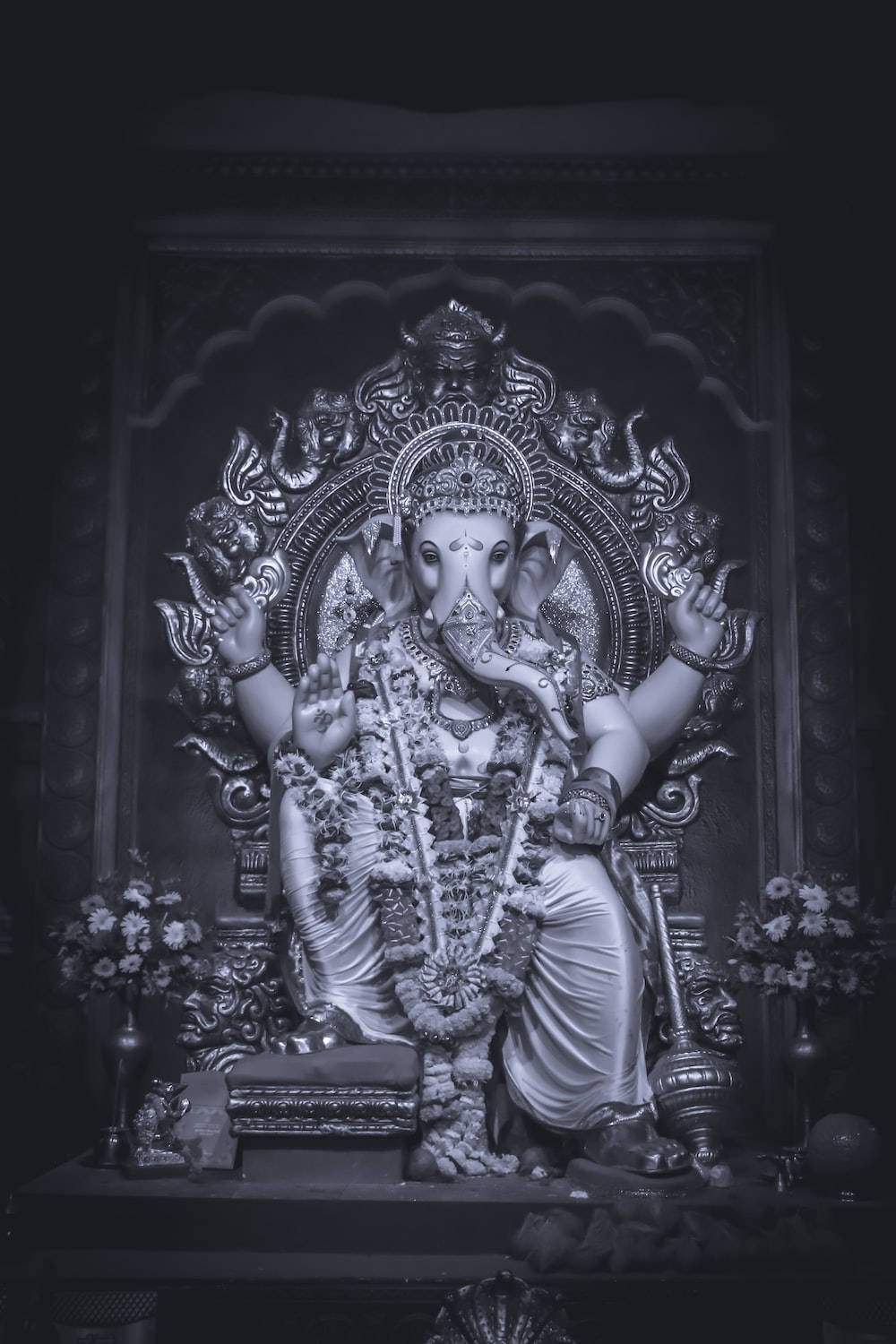 Ganesha Grayscale Portrait Wallpaper