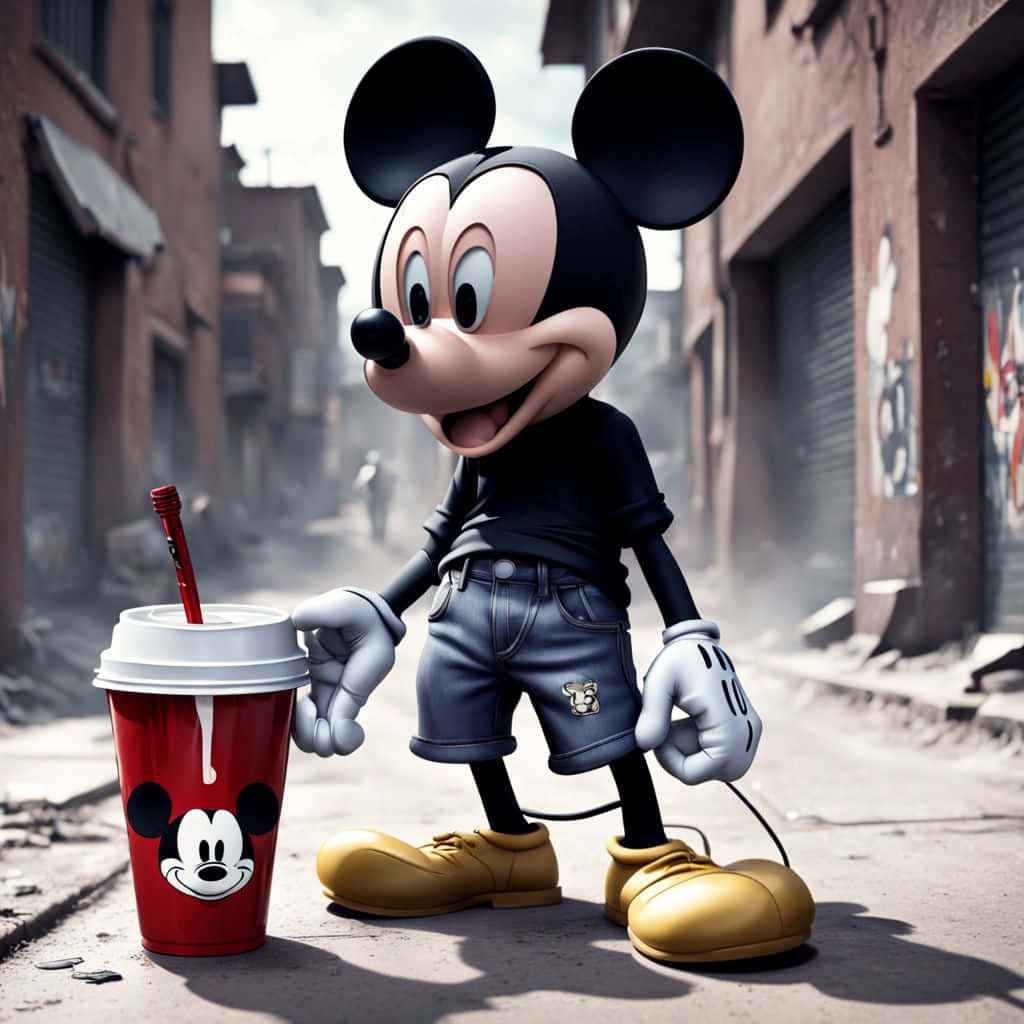 Gangster Mickey Mouse Streetside Wallpaper