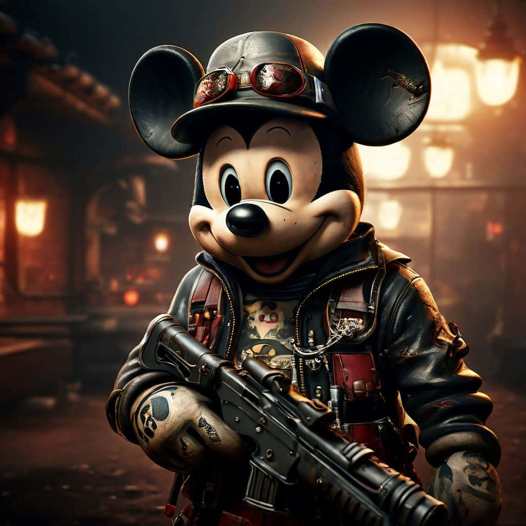 Gangster Mickey Mousewith Gun Wallpaper