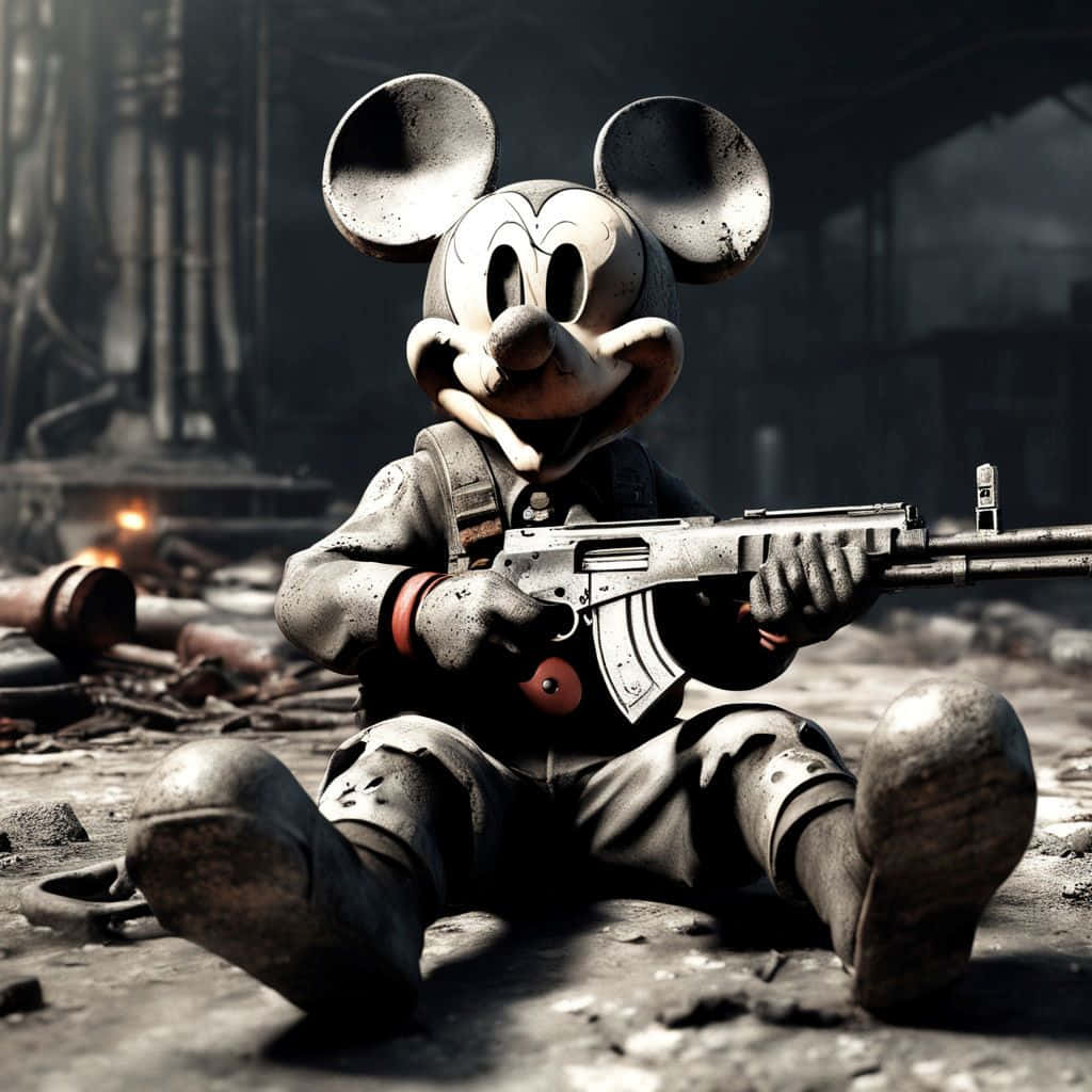 Gangster Mickey Mousewith Gun Wallpaper