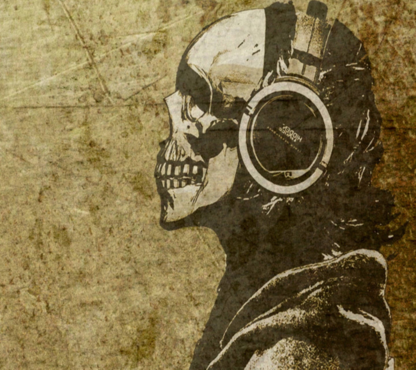 Gangster Skeleton Wearing Headphones Wallpaper