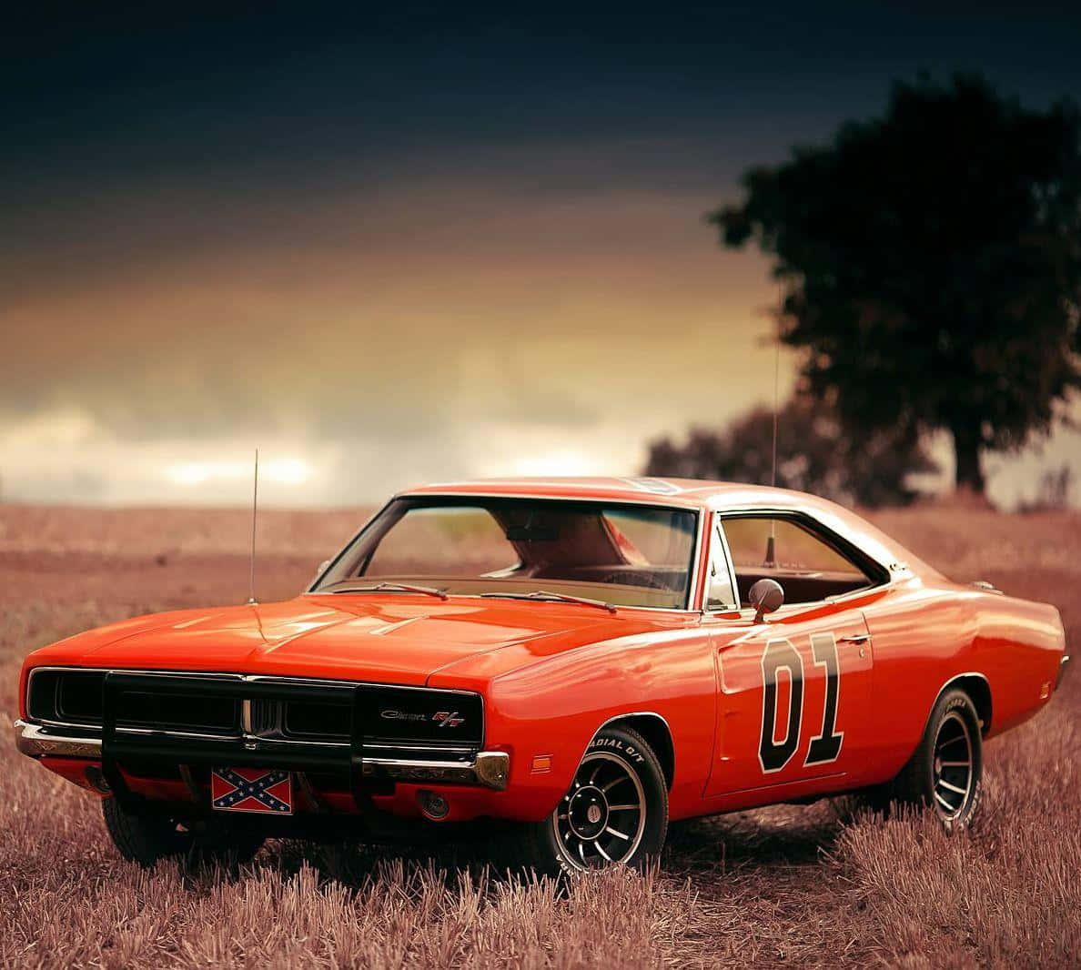 General Lee Car Field Of Brown Grass Wallpaper