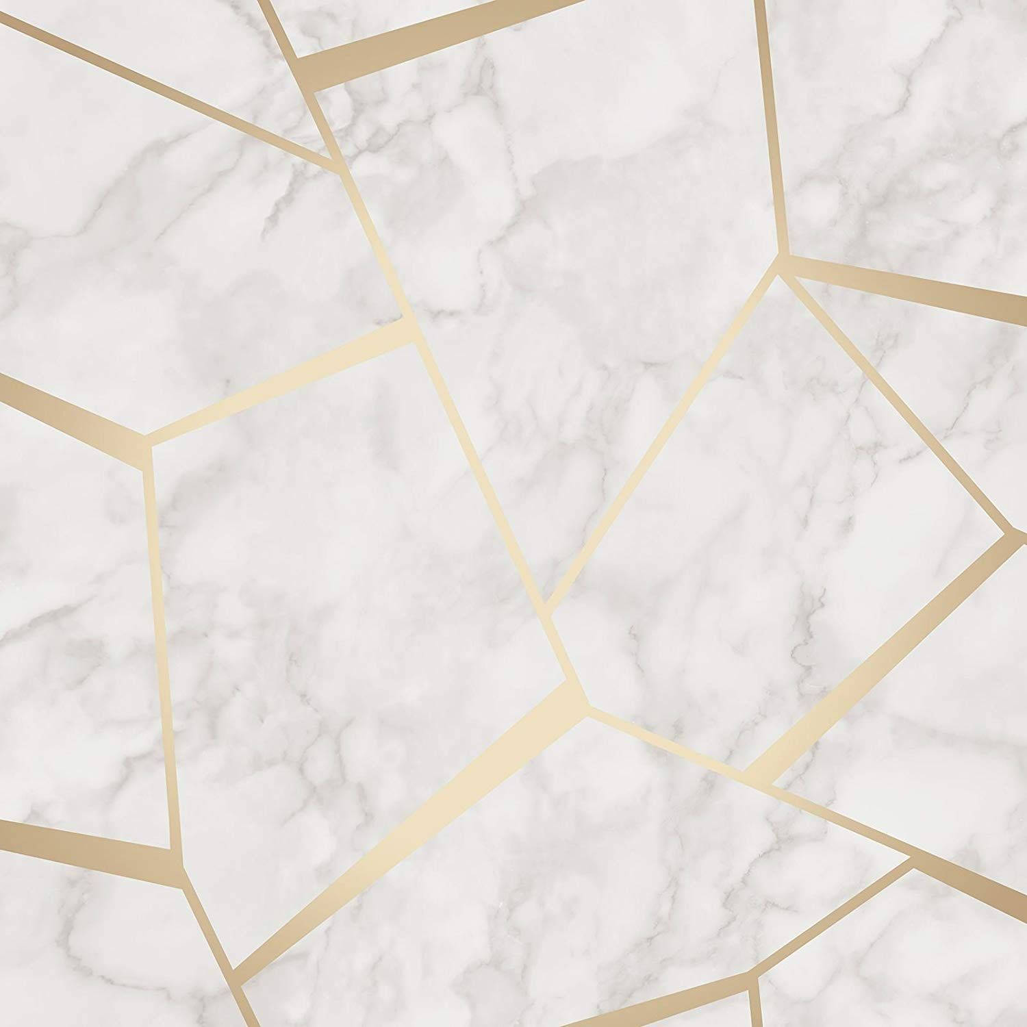 Geometric Design On White Marble Wallpaper