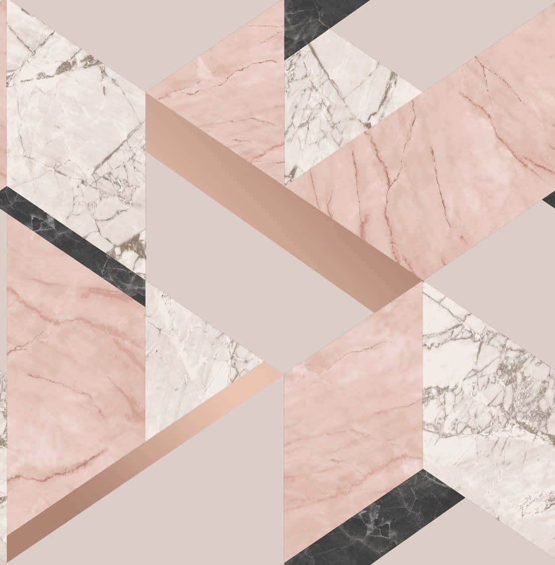 Geometric Rose Gold Black Marble Wallpaper