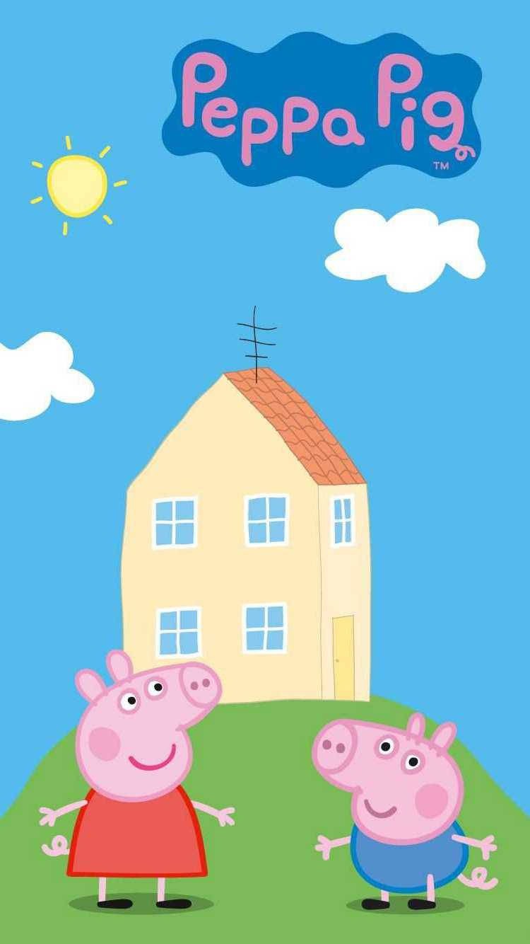 George And Peppa Pig House Wallpaper