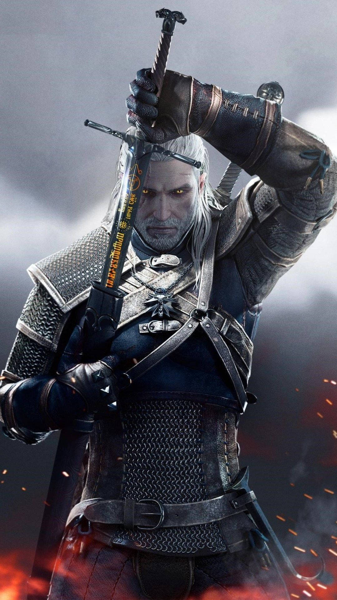 Geralt Unsheathing His Sword Witcher 3 Iphone Wallpaper