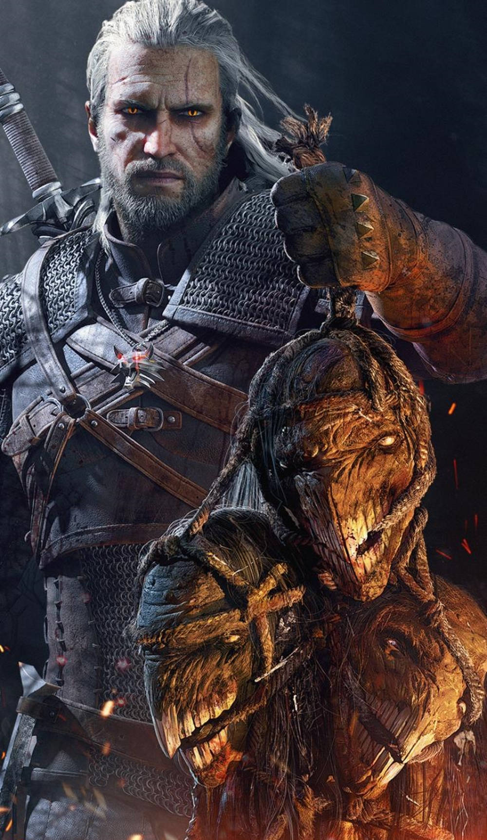 Geralt With Harpy Heads Witcher 3 Iphone Wallpaper