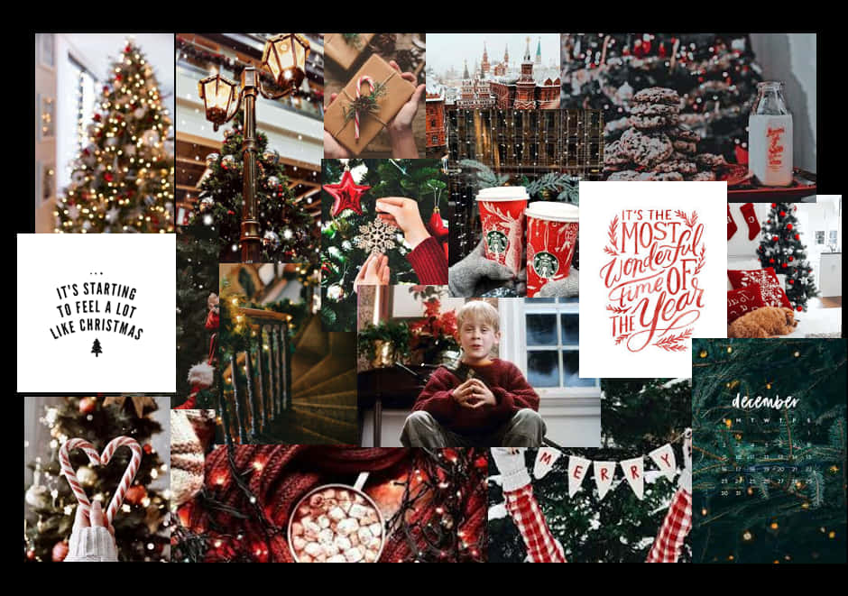 Get Creative This Christmas With A Vintage Photo Collage Laptop Wallpaper