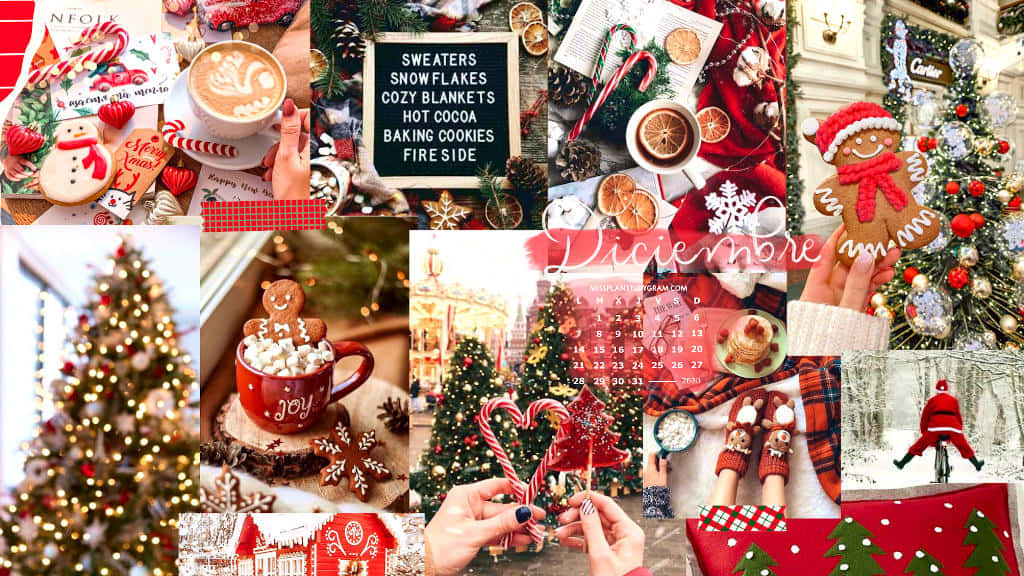 Get Into The Christmas Spirit With This Beautiful Christmas Collage Laptop Wallpaper