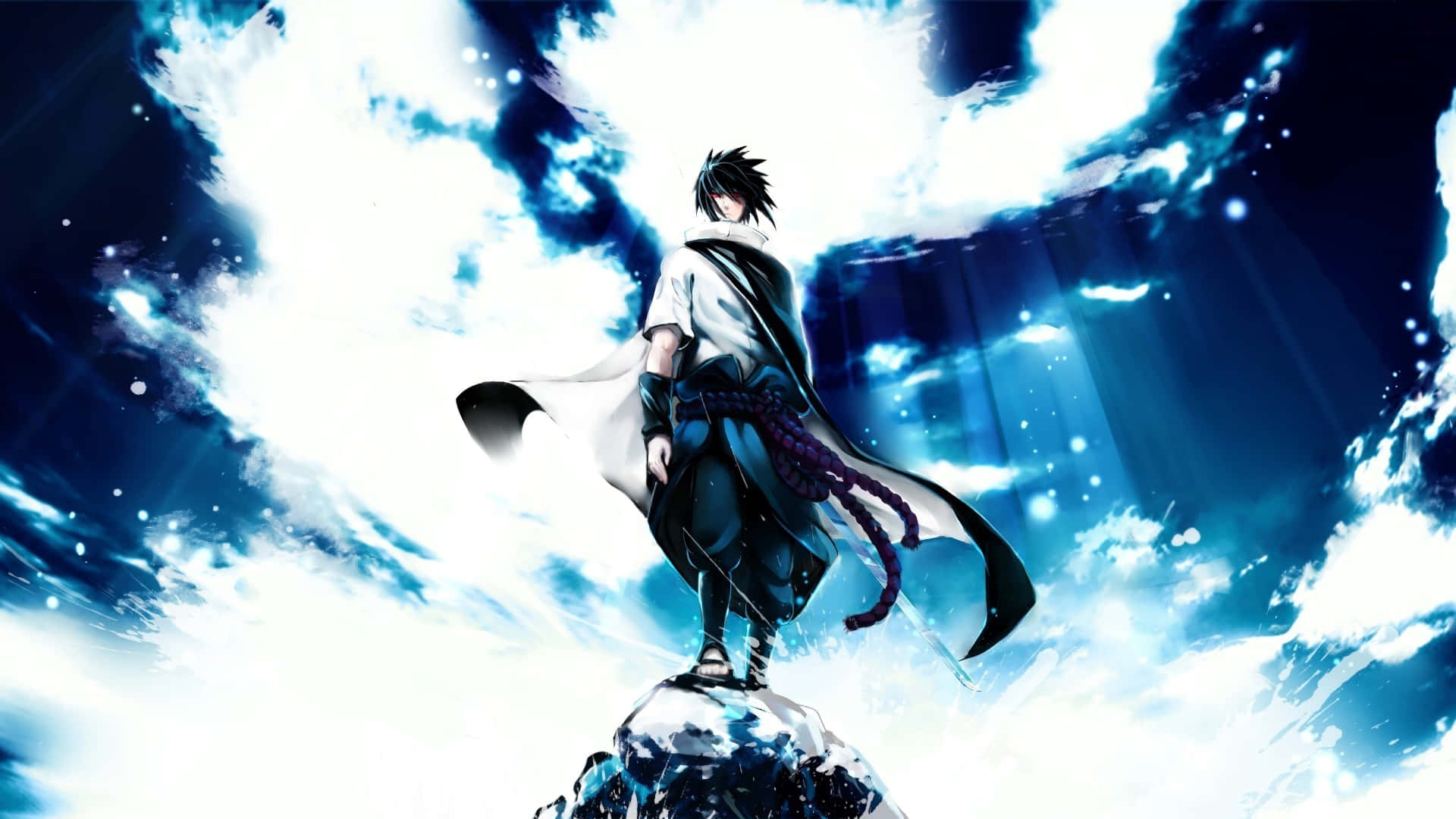 Get Ready For A Thrilling Adventure With Blue Sasuke Wallpaper