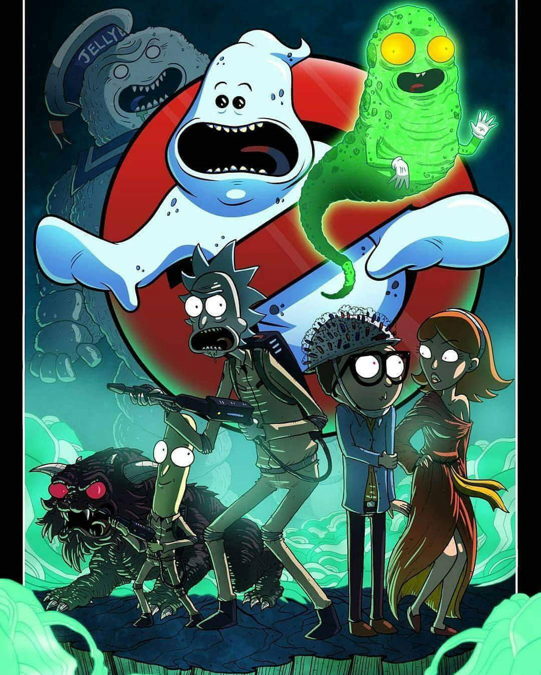 Ghostbusters X Rick And Morty Cool Wallpaper