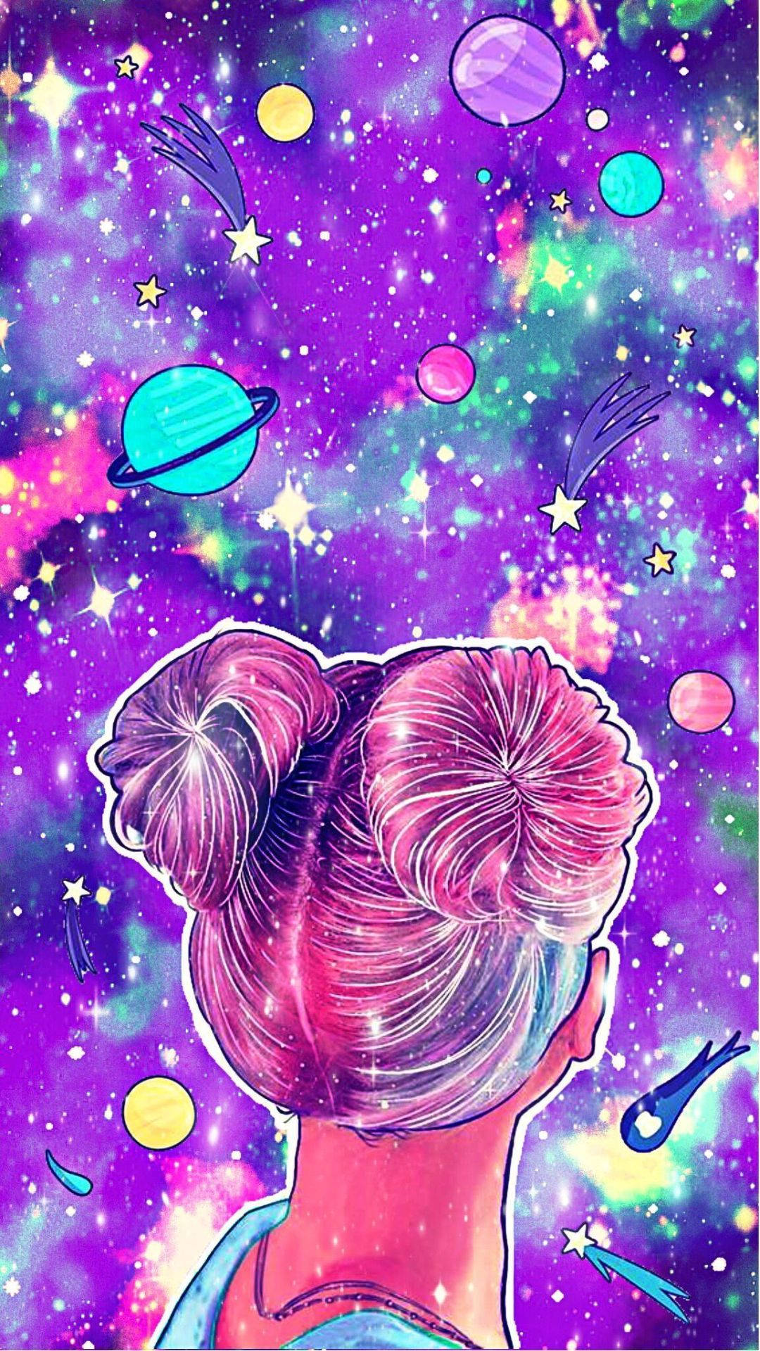 Download free Girl Gazing On Cute Galaxy Wallpaper - MrWallpaper.com