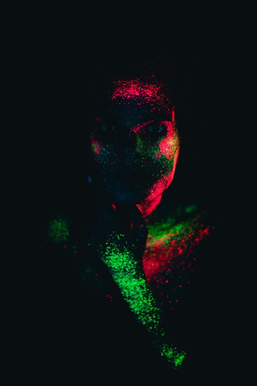 Girl With Red And Green Reactive Paint Wallpaper