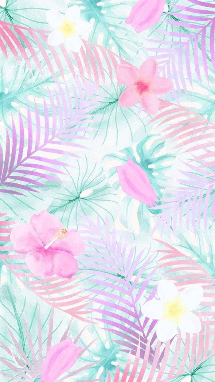 Girly Phone Leaves And Flowers Wallpaper