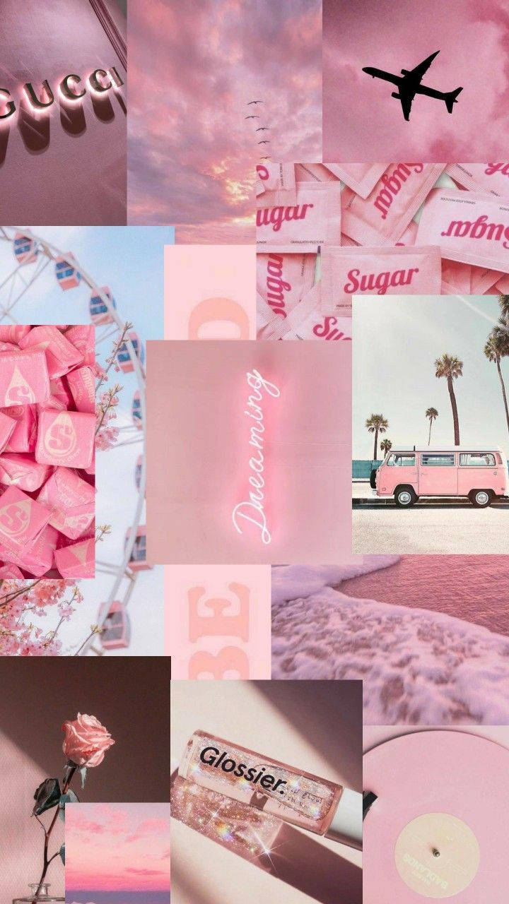 Girly Phone Pink Collage Wallpaper