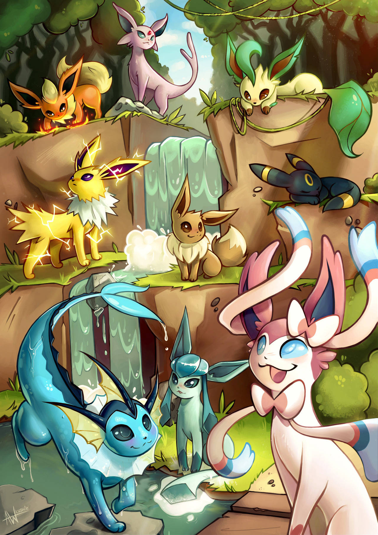 Glaceon With Friends Wallpaper