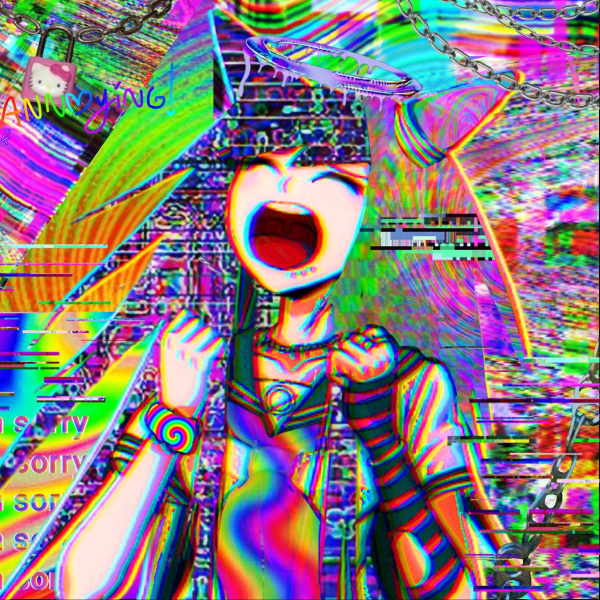 Glitchcore Ibuki Mioda Wallpaper