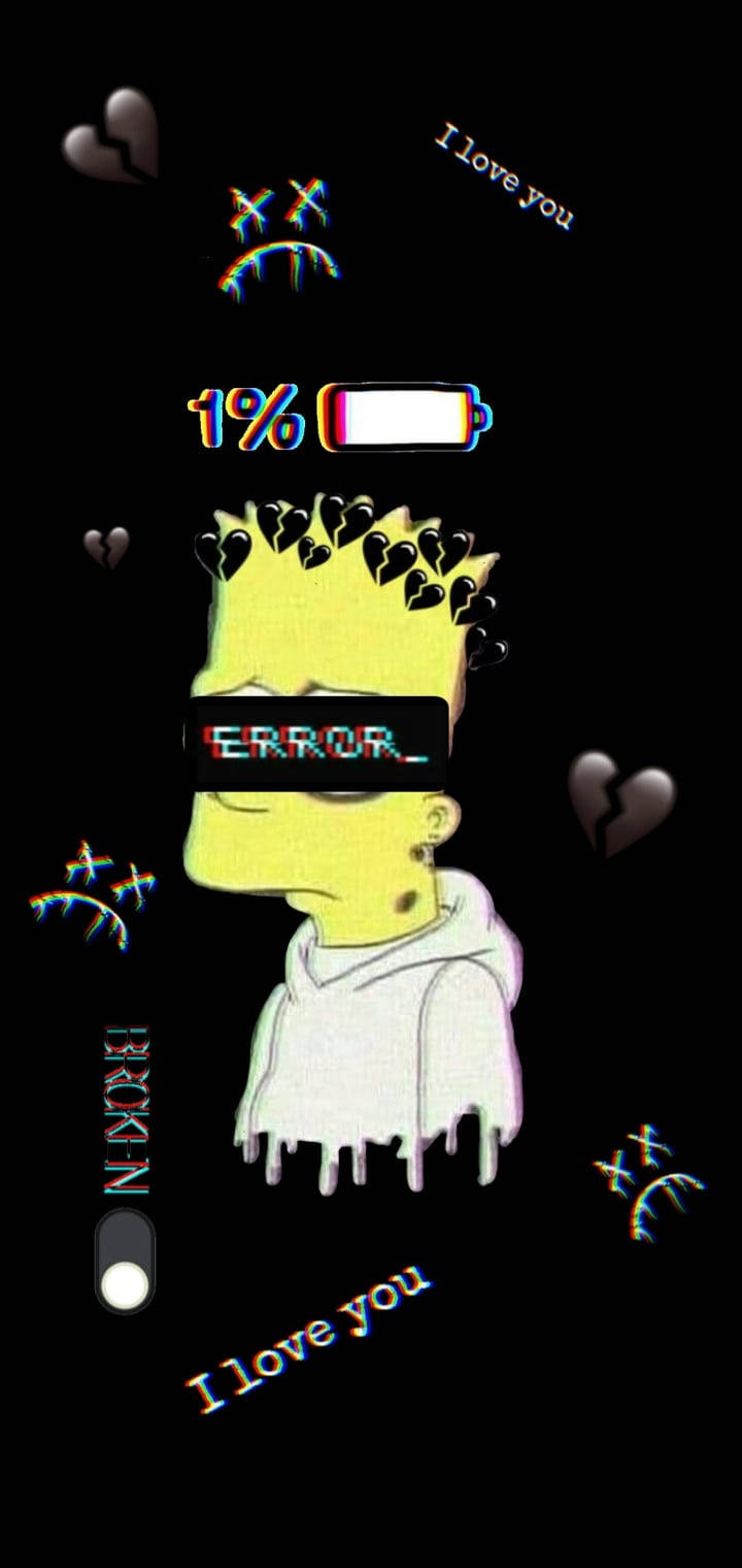 Glitching Cool Bart Simpson Background Wallpaper