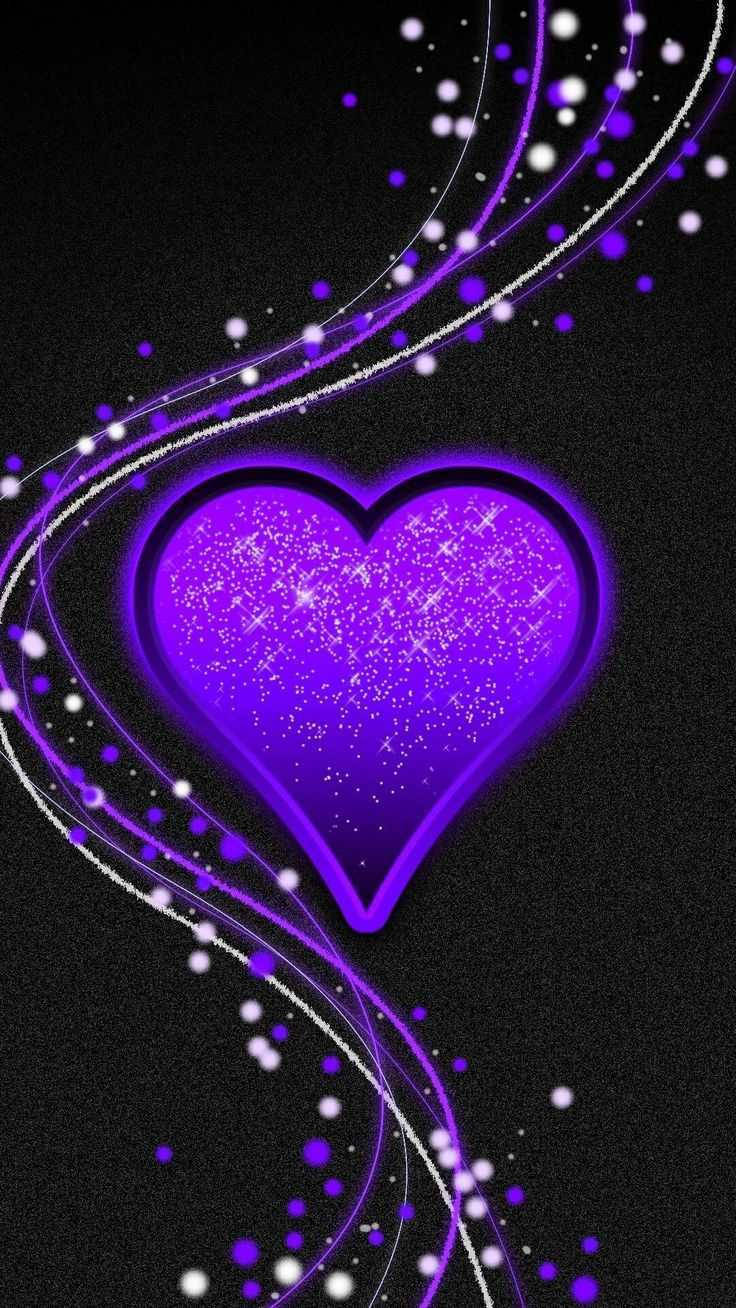Glittering Purple Heart Wallpaper