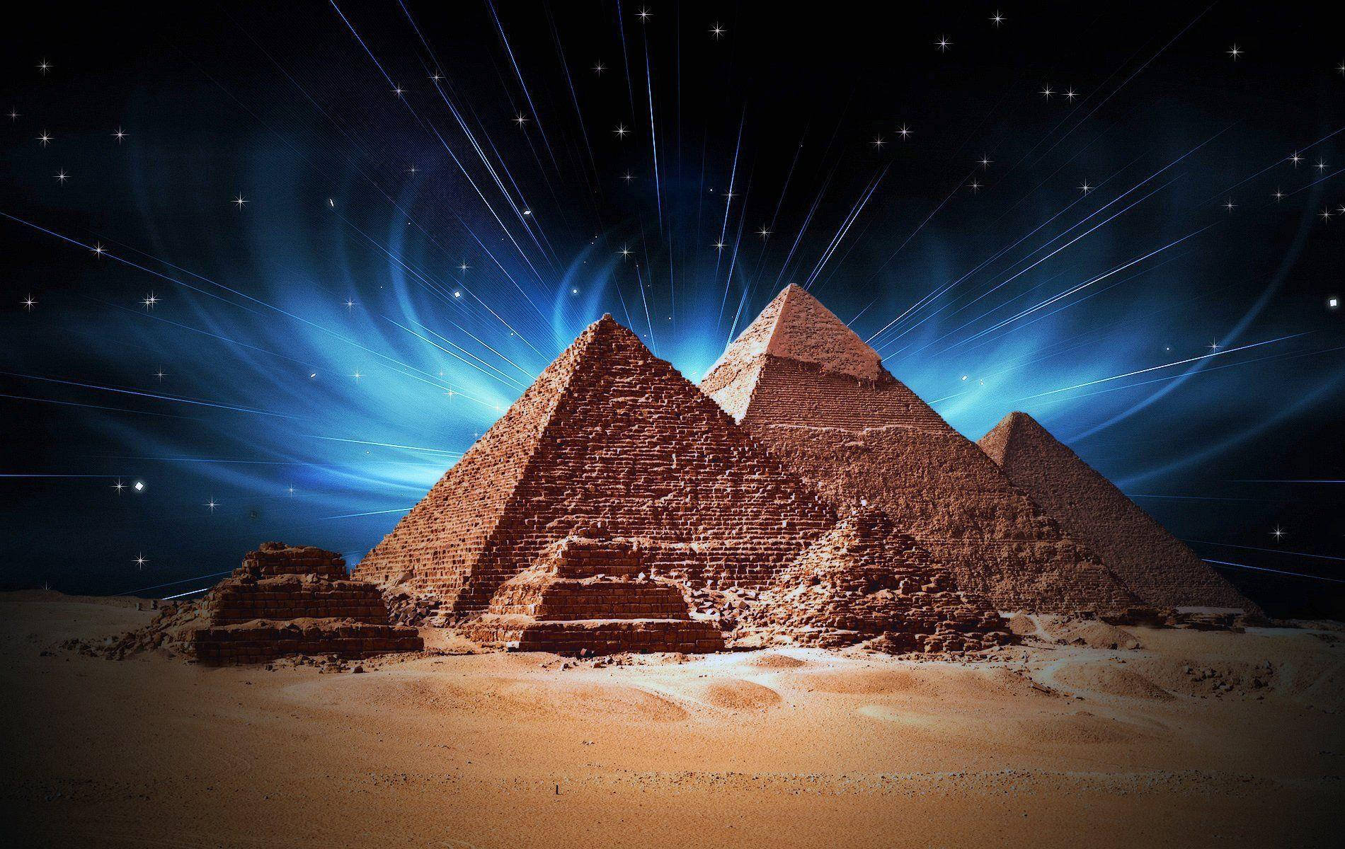 Glowing Cairo Pyramids Wallpaper