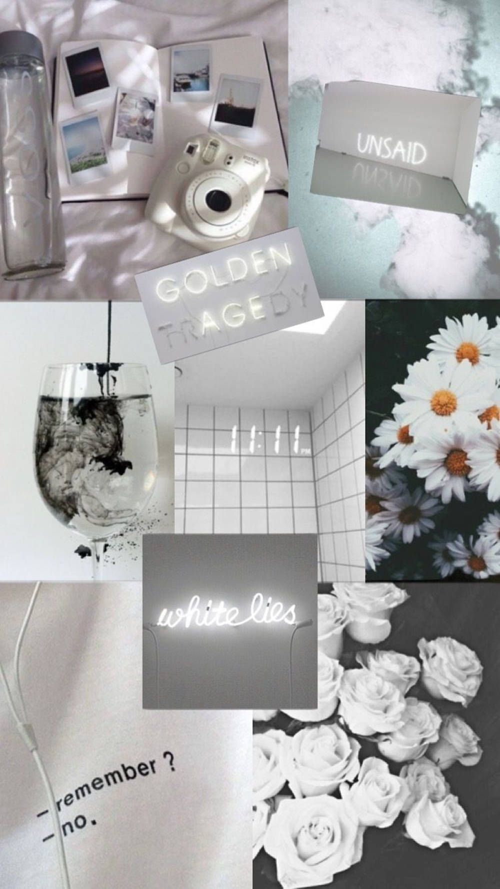 Glowing Collage White Aesthetic Iphone Wallpaper