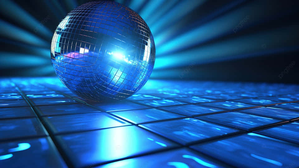 Glowing Disco Ball Blue Lights Wallpaper
