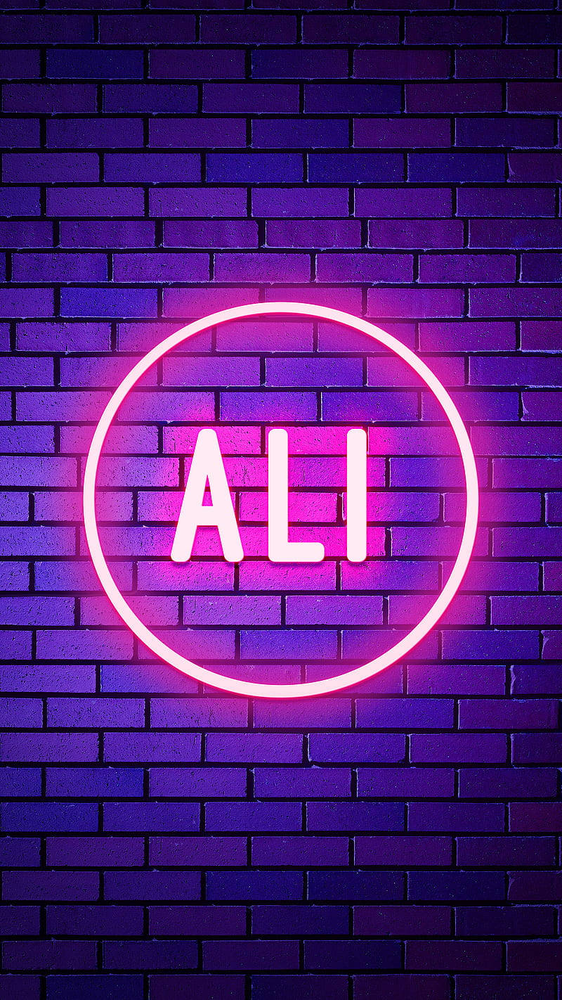 Glowing Neon Ali Name Wallpaper
