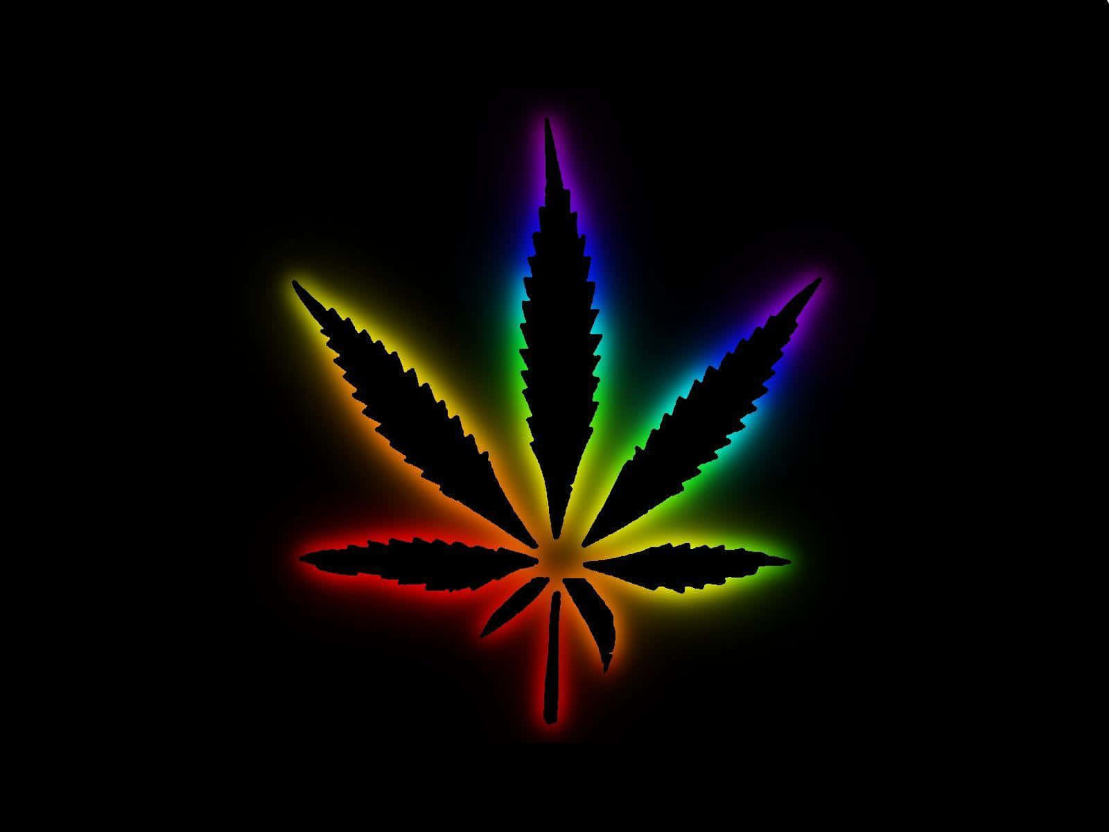 Glowing Rainbow Marijuana Leaf Wallpaper