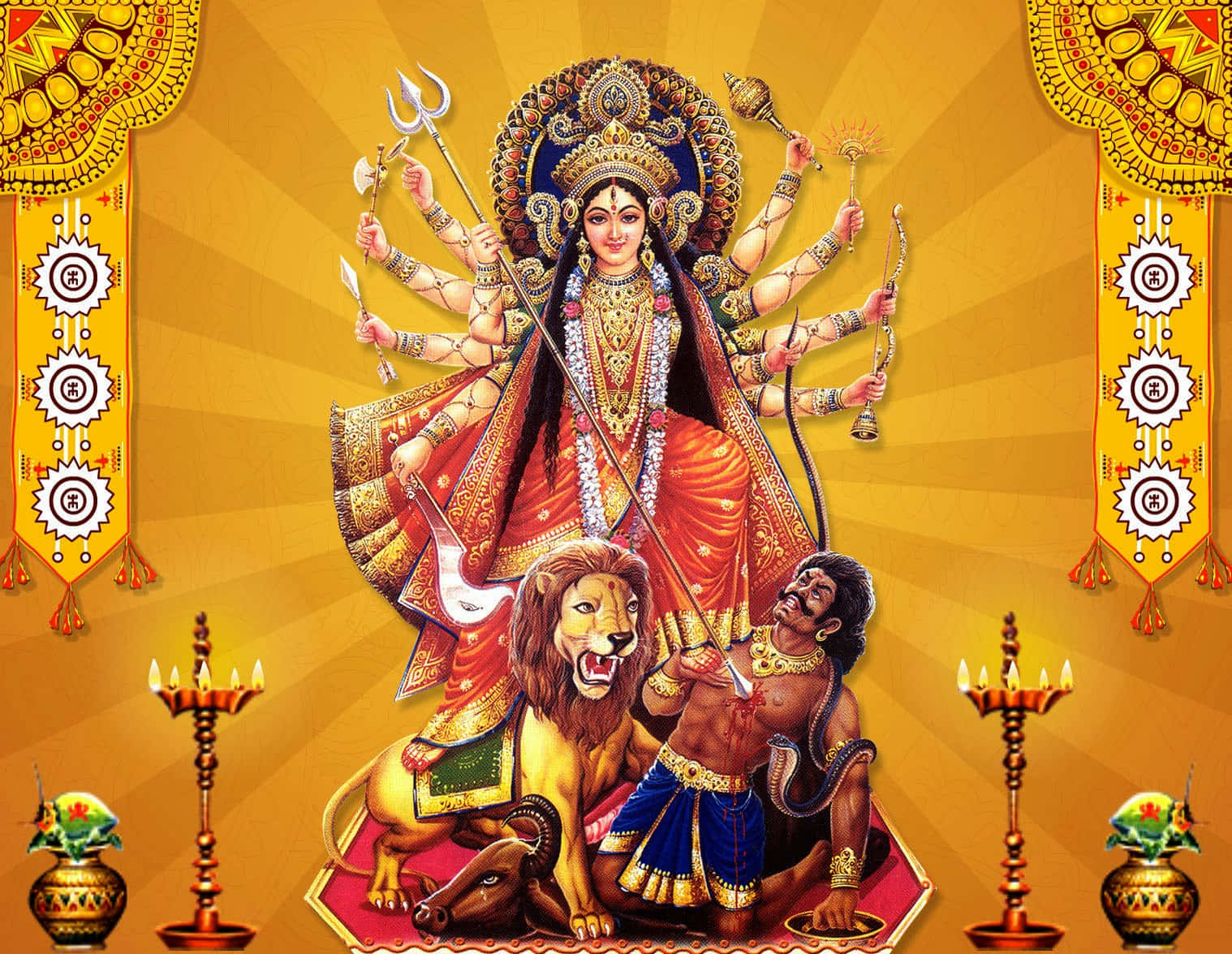 Goddess Durga Multi Armed Form Wallpaper