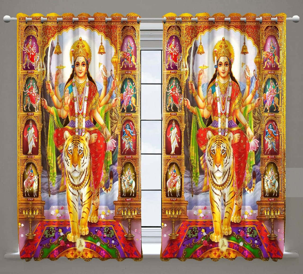 Goddess Durgaand Nine Forms Curtains Wallpaper