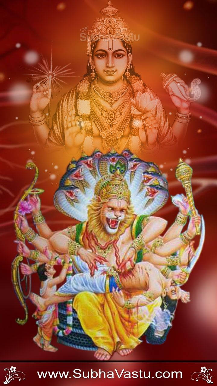Goddess Lakshmi And Lord Narasimha Wallpaper