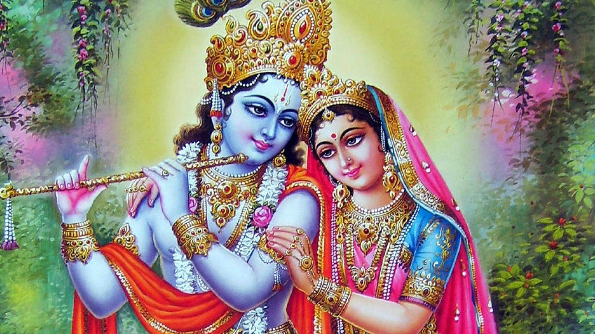 Goddess Radha And Hindu God Krishna Wallpaper