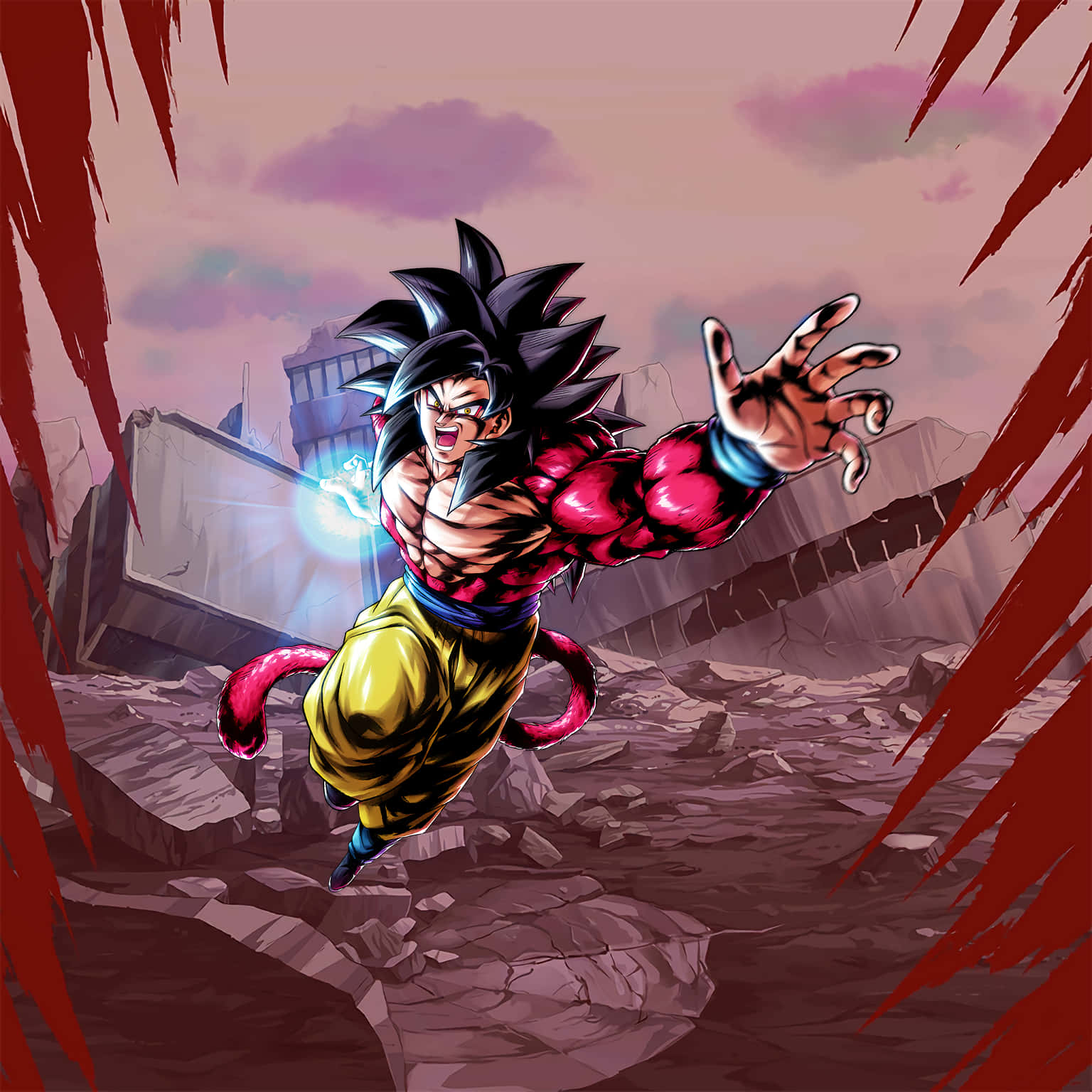 Goku, The Super Saiyan Hero, Unleashes His Power In Super Saiyan 4 Wallpaper