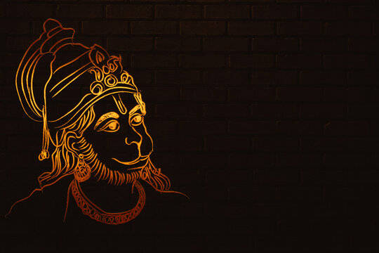 Gold Hanuman Black Wallpaper