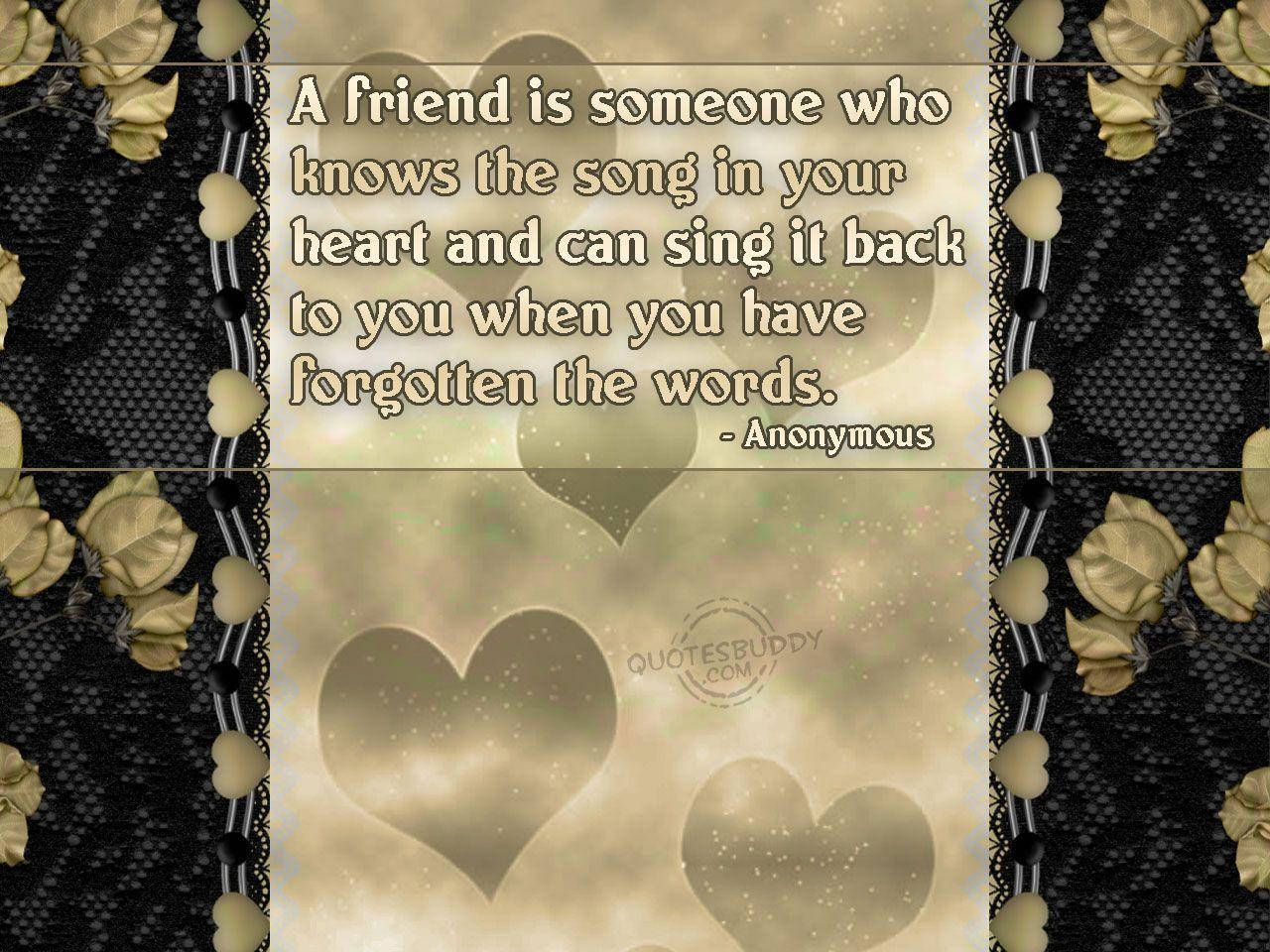 Gold Hearts Best Friend Quotes Wallpaper