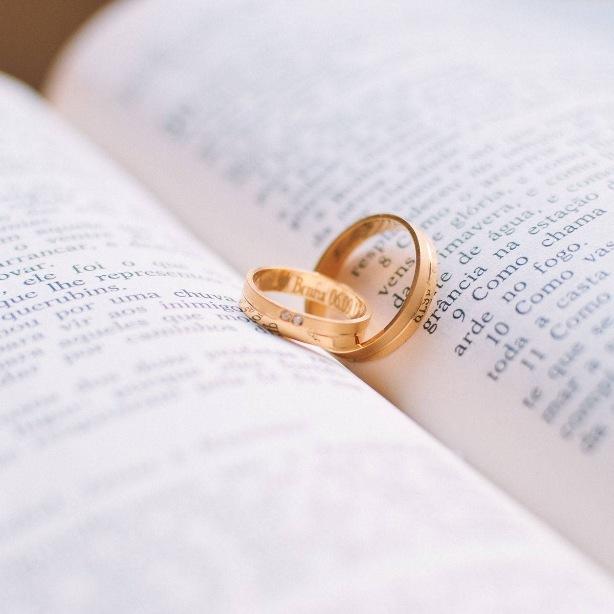 Gold Wedding Rings On Book Wallpaper