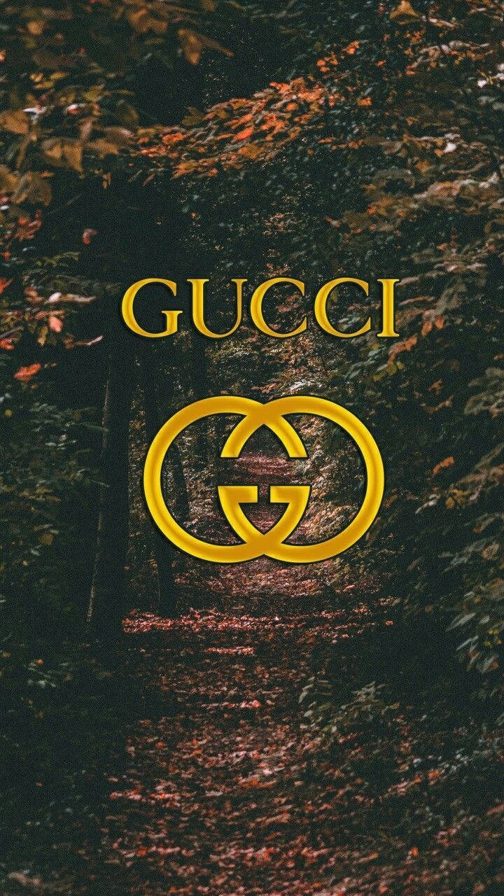 Golden Gucci Forest Path Wallpaper