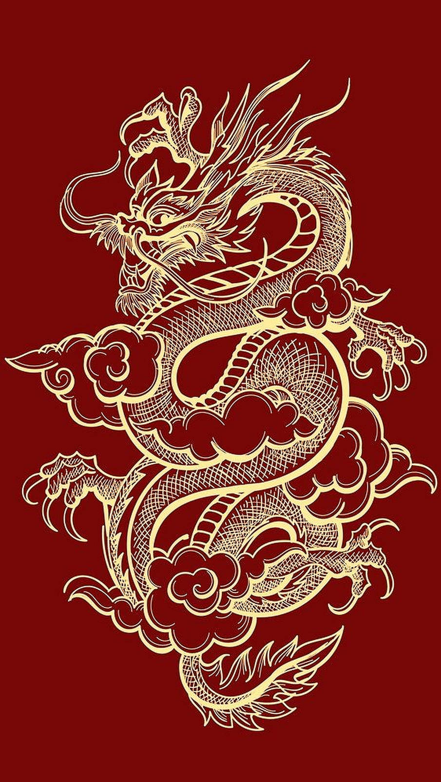 Golden Japanese Dragon Tattoo Wallpaper
