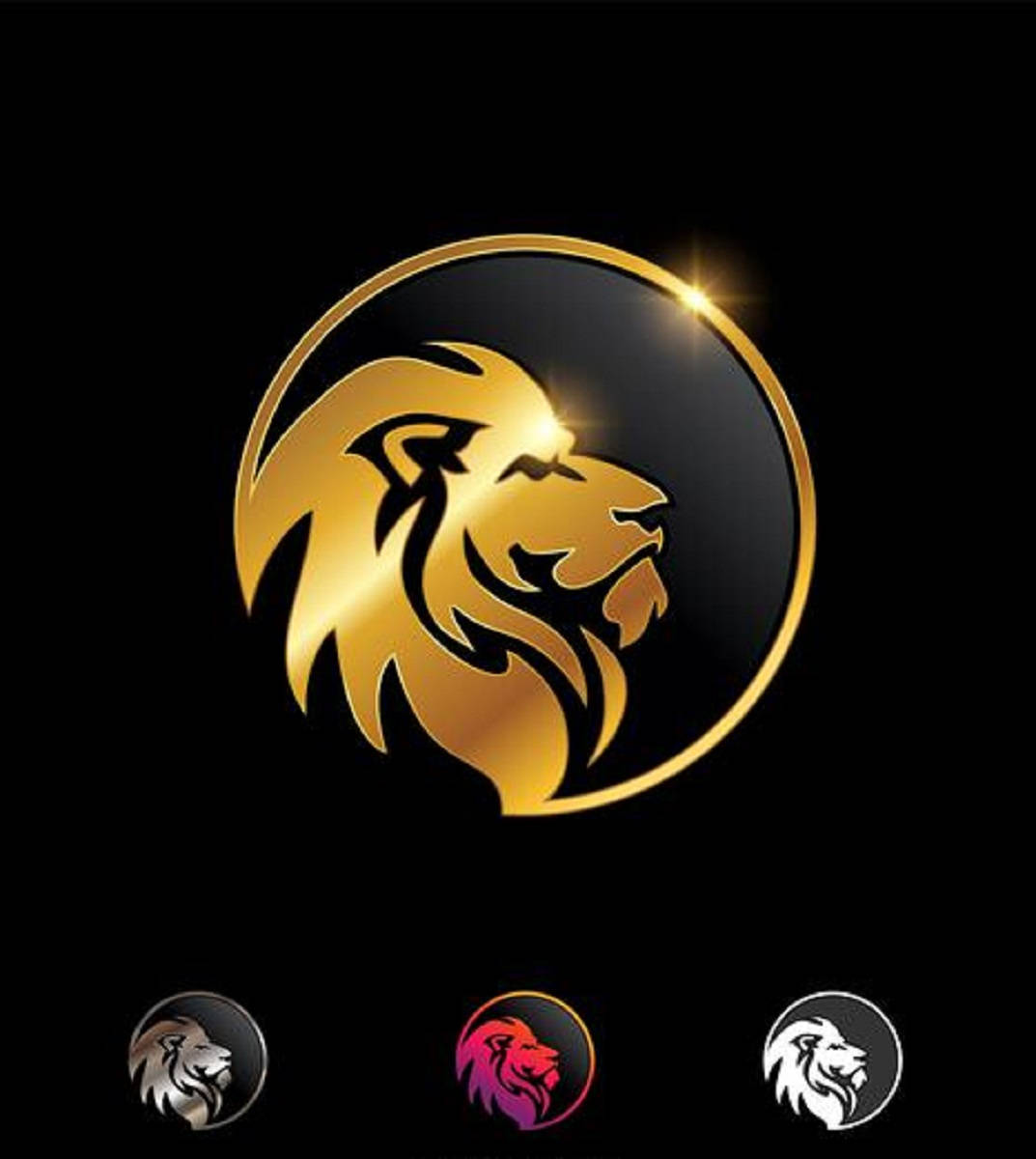 Golden Lion Head Logo Wallpaper