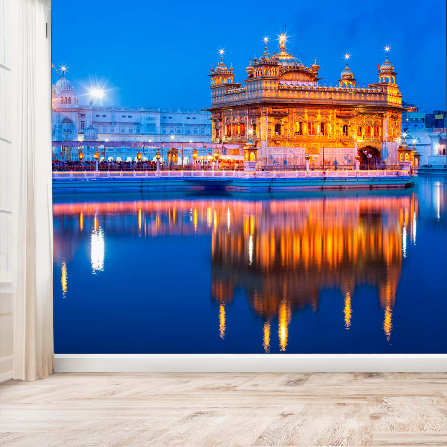 Golden Temple Painted Wall Wallpaper