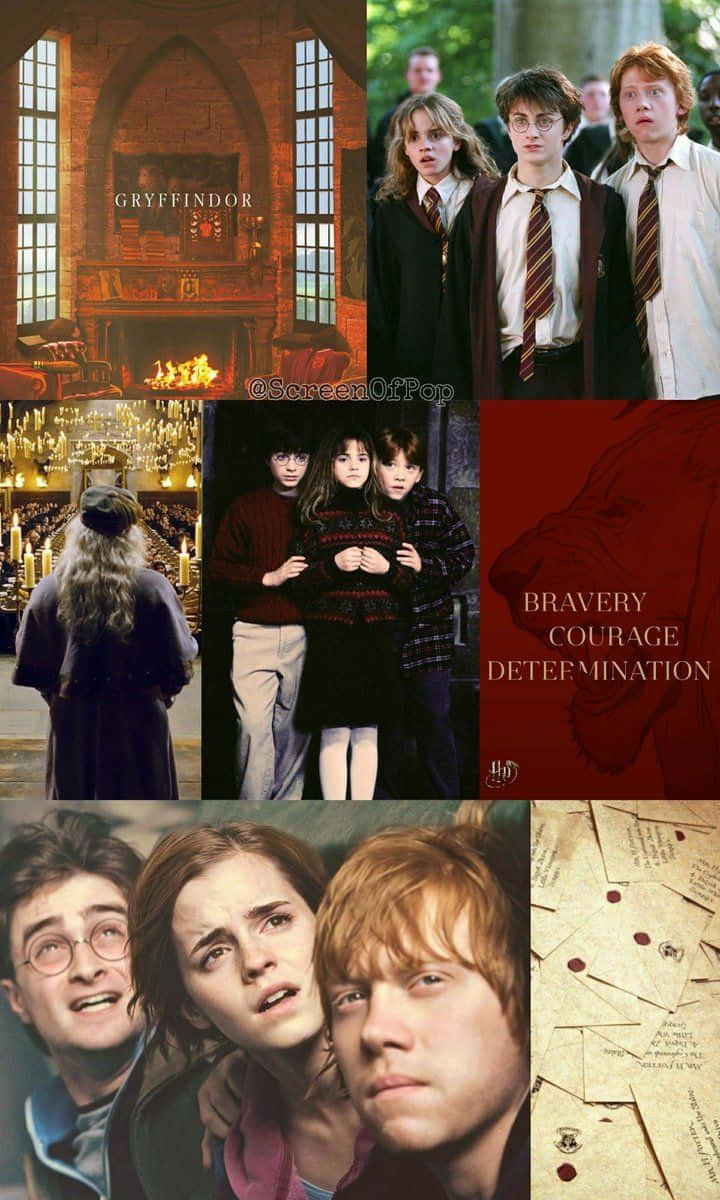 Golden Trio Scenes Phone Wallpaper