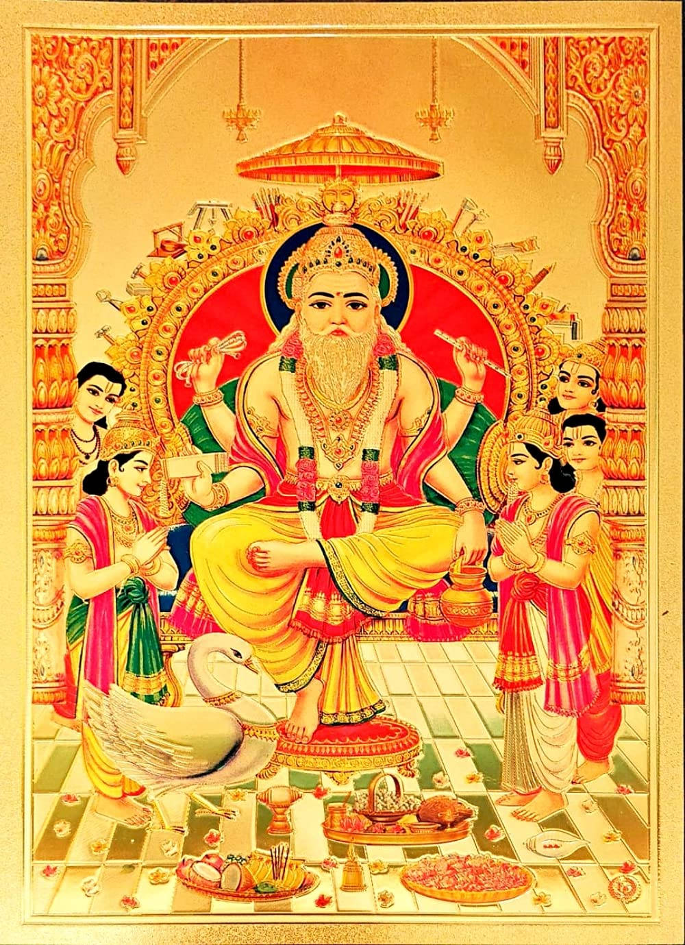 Golden Vishwakarma Artwork Wallpaper