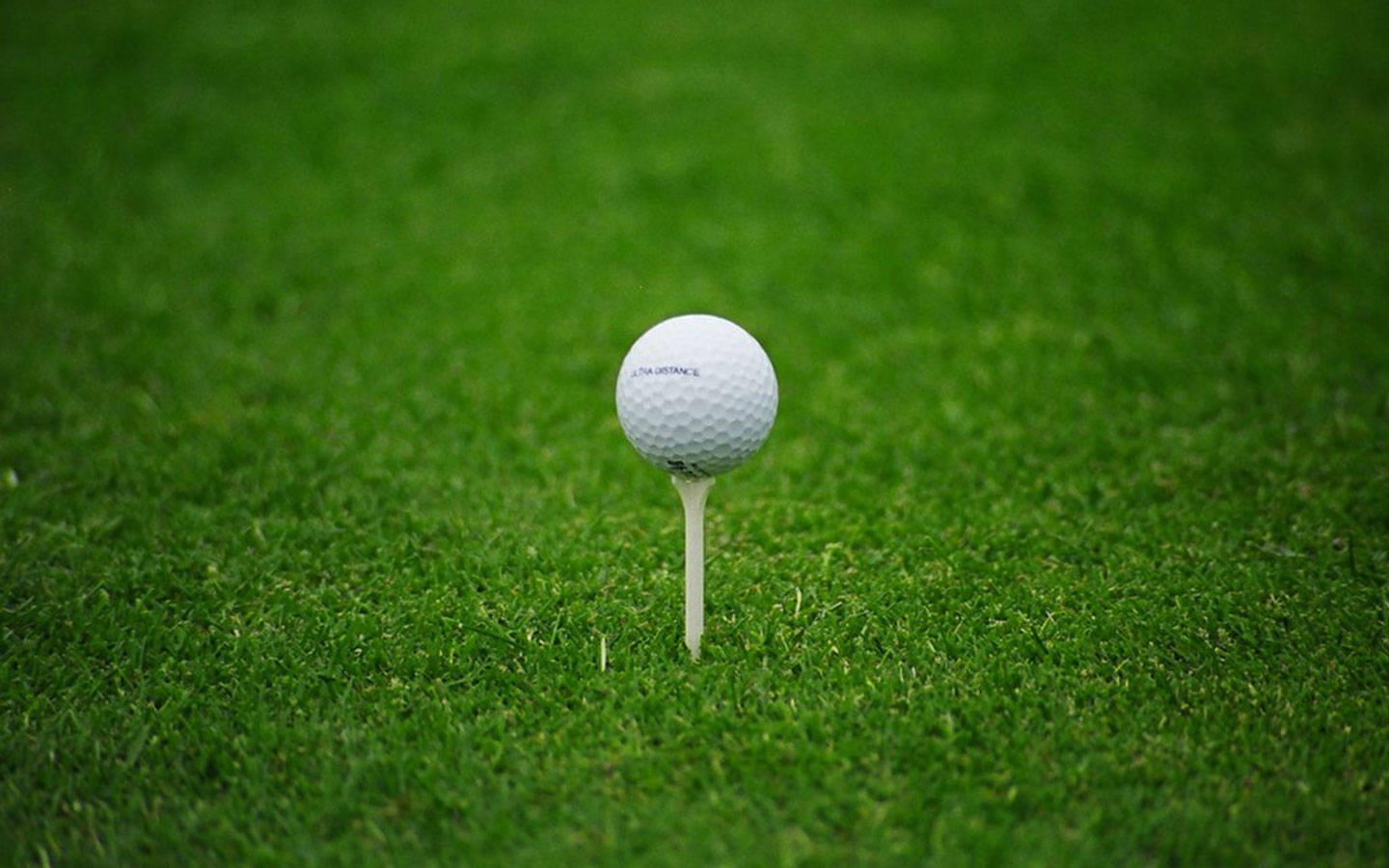 Golf Ball On White Tee On Golf Course Wallpaper
